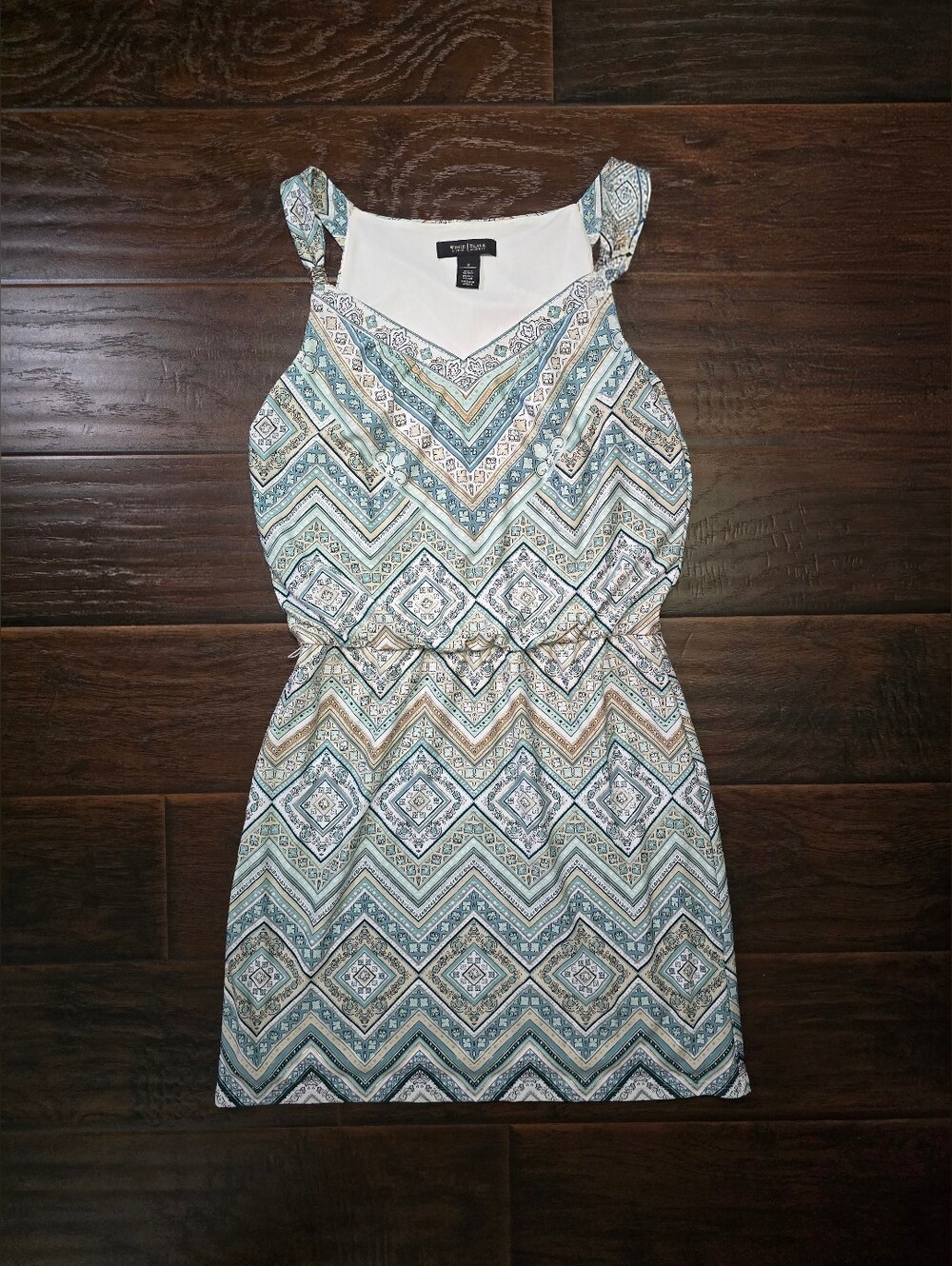 White House Black Market Geometric Print Sleeveless Drop Waist Mini Dress Small